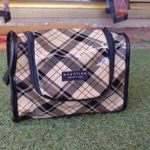 Kenneth Cole Reaction Black and Cream Plaid Toiletry Bag